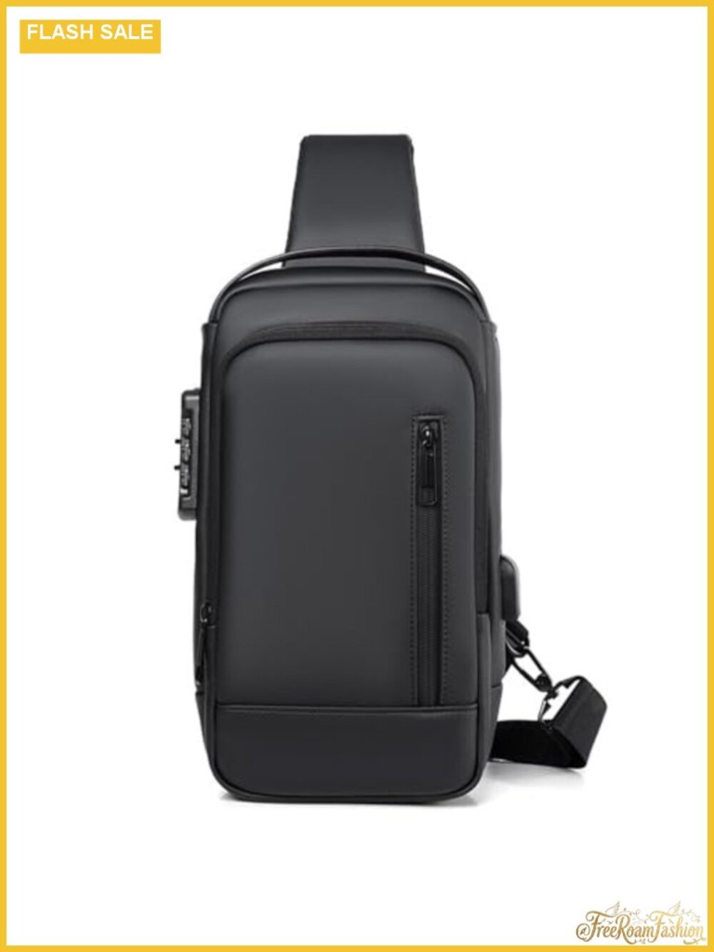 Waterproof PU Leather Travel Sling Bag with Combination Lock Anti-Theft